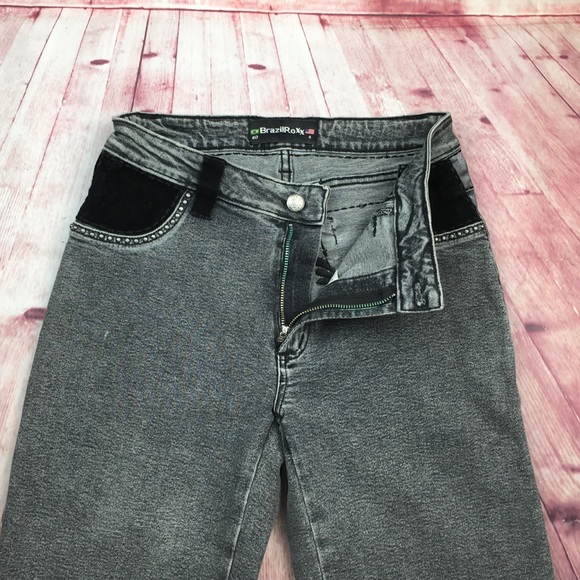🐞Brazil Roxx Gray w/Leather Trim Jean Size 4 - Picture 5 of 15